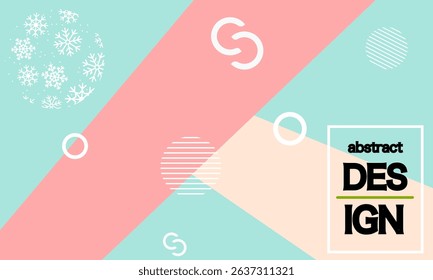 Abstract Geometric Design with Colorful Shapes and Snowflake Patterns