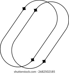 Abstractas diseño geométrico de un bucle ovalado diagonal con marcadores de diamante.