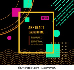 Abstract geometric design with different shapes and lines. Memphis design style. Vector illustration