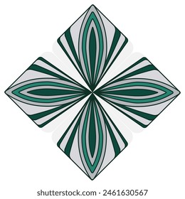 Abstract geometric design element. Green gray triangles and square on white background. Fantasy geometric shapes for decor clothes, home, etc.