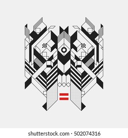Abstract geometric design element on white background. Futuristic design, geometric shapes.