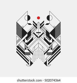 Abstract geometric design element on white background. Futuristic design, geometric shapes.