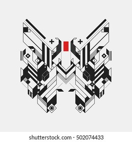 Abstract geometric design element on white background. Futuristic design, geometric shapes.