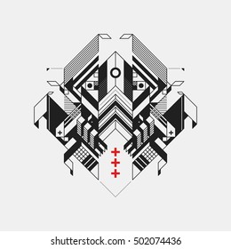 Abstract geometric design element on white background. Futuristic design, geometric shapes.