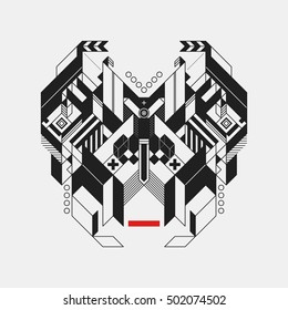 Abstract geometric design element on white background. Futuristic design, geometric shapes.