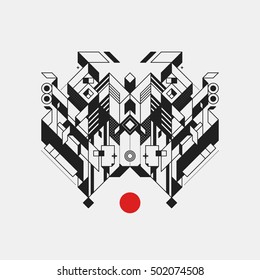 Abstract geometric design element on white background. Futuristic design, geometric shapes.