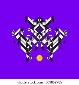 Abstract geometric design element on colorful background. Futuristic design, geometric shapes.