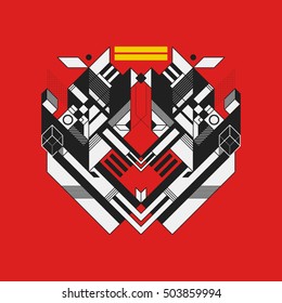 Abstract geometric design element on colorful background. Futuristic design, geometric shapes.