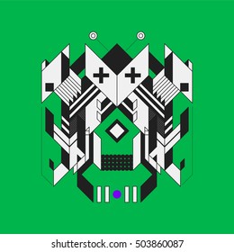 Abstract geometric design element on colorful background. Futuristic design, geometric shapes.