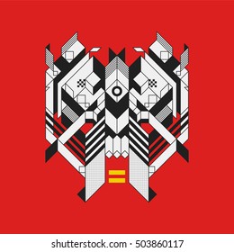 Abstract geometric design element on colorful background. Futuristic design, geometric shapes.