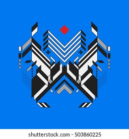 Abstract geometric design element on colorful background. Futuristic design, geometric shapes.