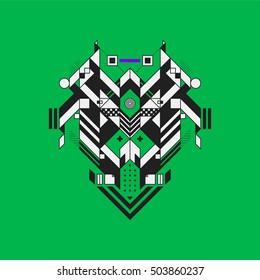 Abstract geometric design element on colorful background. Futuristic design, geometric shapes.