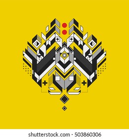 Abstract geometric design element on colorful background. Futuristic design, geometric shapes.