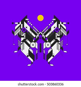 Abstract geometric design element on colorful background. Futuristic design, geometric shapes.