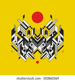 Abstract geometric design element on colorful background. Futuristic design, geometric shapes.