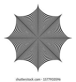 Resumen del elemento de diseño geométrico. Patrón de líneas rayadas de Op art. Ilusión 3D. Ilustración vectorial.
