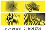 Abstract geometric design element. Striped lines pattern in hexagon shape. Cover design template. Vector illustration for presentation, banner, flyer, poster or brochure.