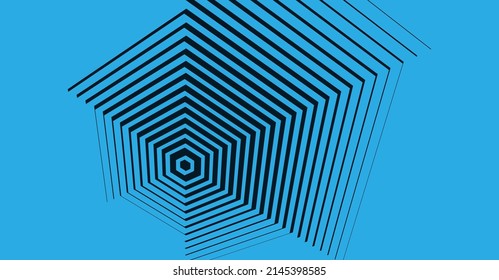 Resumen del elemento de diseño geométrico. Patrón de líneas rayadas en forma de hexágono. Plantilla de diseño de portada. Ilustración vectorial para presentación, pancarta, volante, afiche o folleto.
