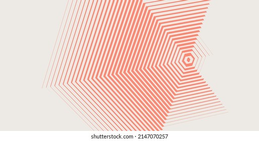 Abstract geometric design element. Striped lines pattern in hexagon shape. Cover design template. Vector illustration for presentation, banner, flyer, poster or brochure.