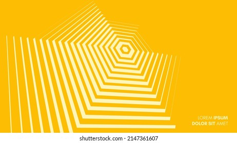 Abstract geometric design element. Striped lines pattern in hexagon shape. Cover design template. Vector illustration for presentation, banner, flyer, poster or brochure.