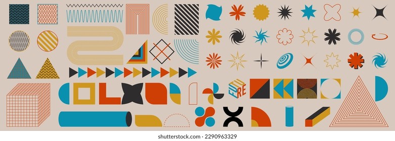 Abstract geometric design elements. Modern shapes in trendy retro style. Memphis design.