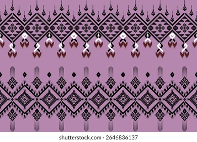 Abstract geometric design of ethnic rugs, fabric, clothing, rugs, vector illustrations, embroidery style, seamless, and wallpaper.
