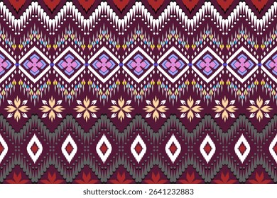 Abstract geometric design of ethnic, western fashion for Pakistani, Indian, Arab rugs, fabric, clothing, rugs, vector illustration, embroidery style, seamless, and wallpaper.