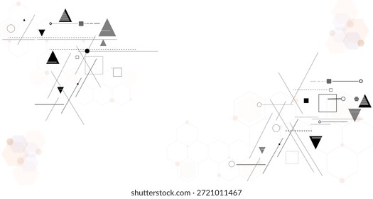 Abstract geometric design featuring black triangles and lines.