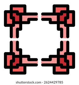 Abstract geometric design featuring bold red and black shapes