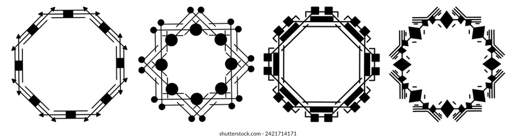 Diseño geométrico abstracto con forma de giro circular con líneas.  Para afiches, banners, logotipos, iconos, presentaciones y folletos. Ilustración vectorial.