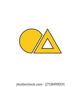 Abstractas diseño geométrico con una combinación de círculo y triángulo, creando un símbolo moderno para uso comercial o tecnológico. Aislado sobre fondo transparente.