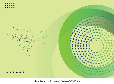 Design geométrico abstrato com círculos e padrões em paleta de cores vibrante