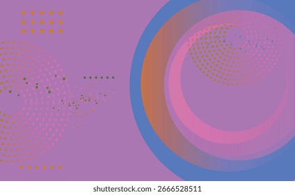 Abstraktes geometrisches Design mit Kreisen und Mustern in lebendiger Farbpalette