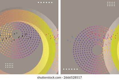 Abstractas diseño geométrico con círculos y patrones en vibrante paleta de colores