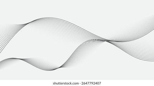 Abstract geometric design featuring flowing dark gray lines on a light gray backdrop creates a modern, elegant visual effect, perfect for backgrounds, graphics, or digital presentations.