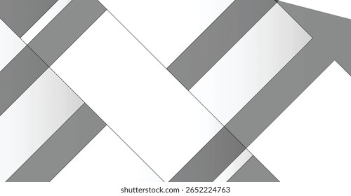 Projeto geométrico abstrato apresentando interseção de formas retangulares em tons de cinza e branco, criando uma composição moderna e minimalista. As formas são contornadas com linhas pretas finas.
