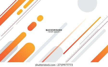 Abstractas diseño geométrico con líneas naranjas, blancas y grises y círculos de fondo en ángulo. Adecuado para presentaciones digitales, fondos de Sitio web o marca.