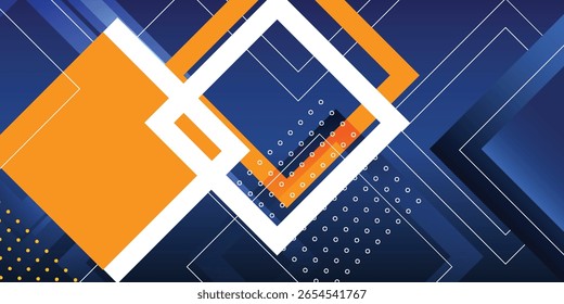  Diseño geométrico Abstractas con cuadrados y líneas superpuestas sobre un fondo azul oscuro