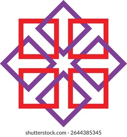 Abstract geometric design featuring red and purple squares.