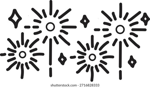 Diseño geométrico Abstractas con Formas de flores estilizadas con líneas radiales y patrones de diamantes sobre un fondo blanco limpio