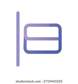 Abstract geometric design featuring a vertical bar connected to a hollow rectangle. Modern flat style in gradient lavender and blue hues.