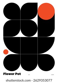 Abstractas diseño geométrico de maceta. Diseño moderno de la Bauhaus, Plantilla de póster de diseño conceptual. Ilustración vectorial