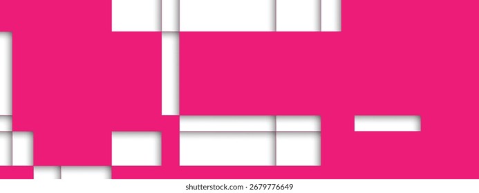 Abstract geometric design with fuchsia and white shapes