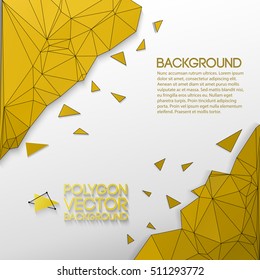 Abstract geometric design with golden polygons and place for text information on white background flat vector illustration