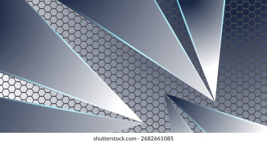 Abstract Geometric Design with Hexagon Pattern and Gradient Tria