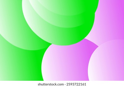 Abstract Geometric Design Illustration of green and purple spheres with transparent effect, creating a futuristic and modern look.
