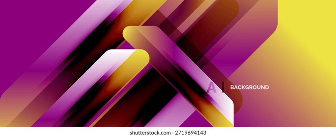 Abstractas diseño geométrico. Las capas se superponen, creando Gradientes dinámicos. Los tonos morados, marrones y amarillos dominan la composición. Estética moderna.