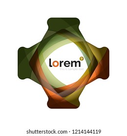 Abstract geometric design logo made of flowing elements, vector icon