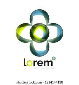 Abstract geometric design logo made of flowing elements, vector icon