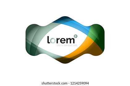 Abstract geometric design logo made of flowing elements, vector icon